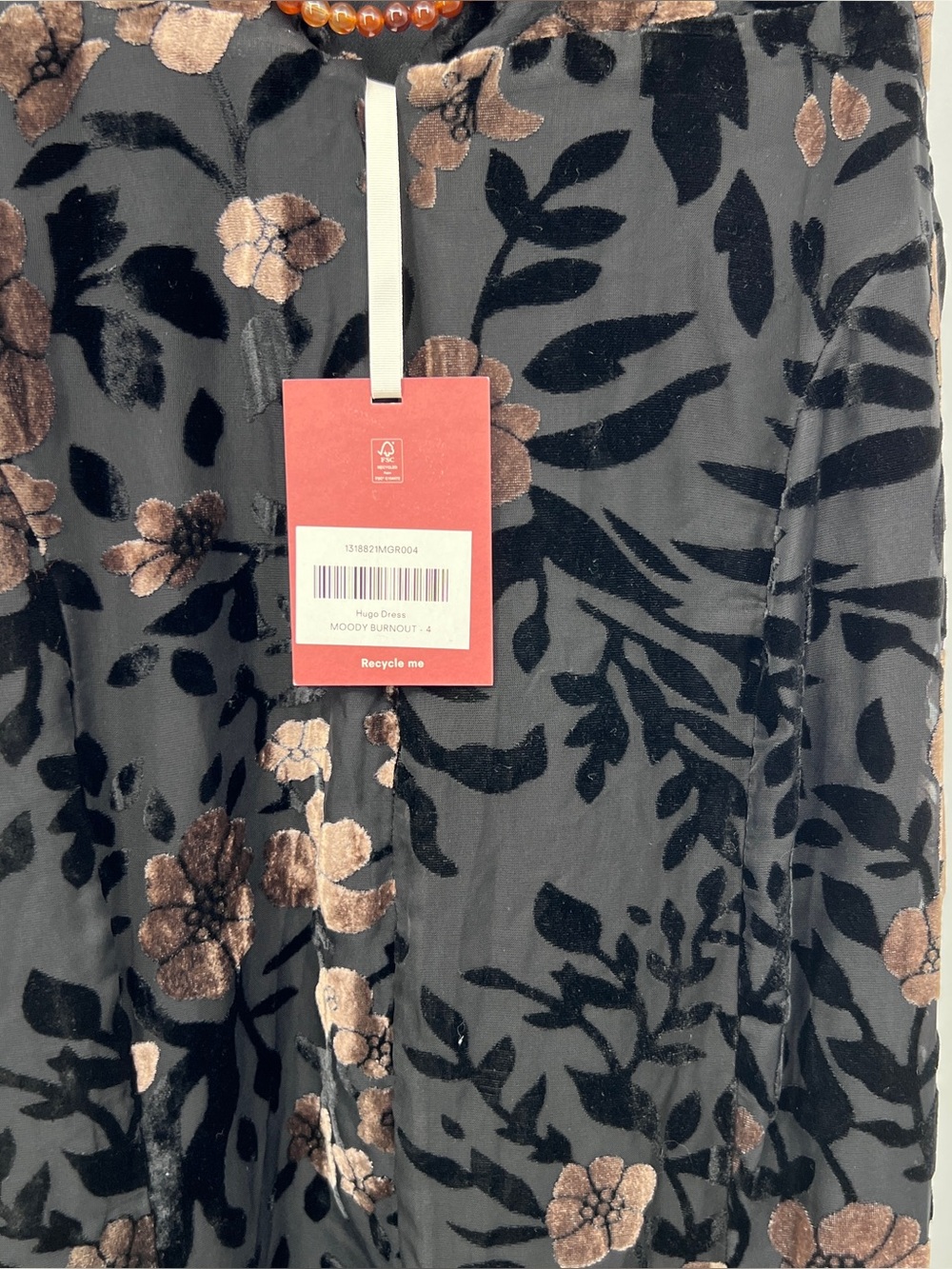 Women’s Floral Burnout Velvet Coat - Black & Brown Hugo burnout size 4